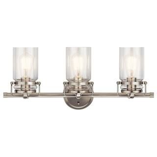 Brinley 3-Light Brushed Nickel Vanity Light with Clear Glass | The Home Depot