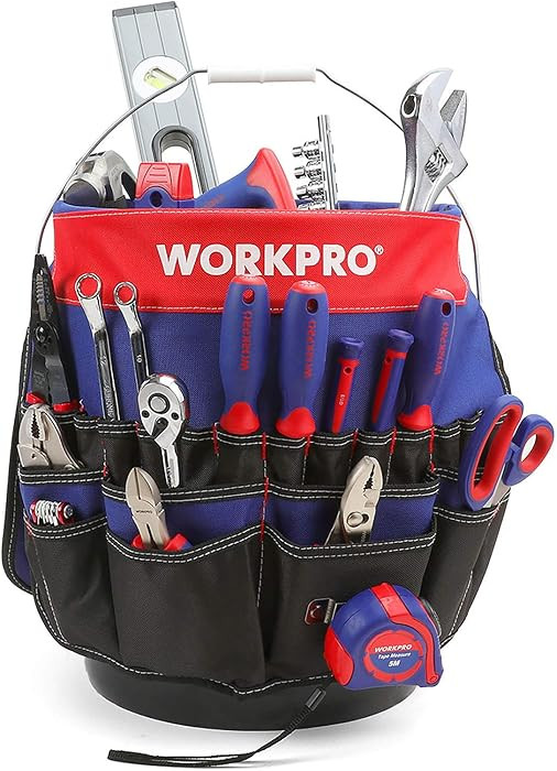 WORKPRO Bucket Tool Organizer with 51 Pockets Fits to 3.5-5 Gallon Bucket (Tools Excluded) | Amazon (US)