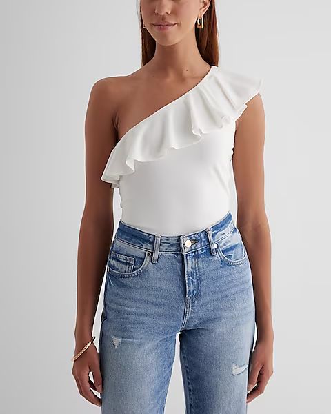 Fitted One Shoulder Ruffle Tank | Express