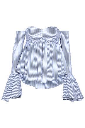 Max off-the-shoulder striped cotton-poplin top | The Outnet Global