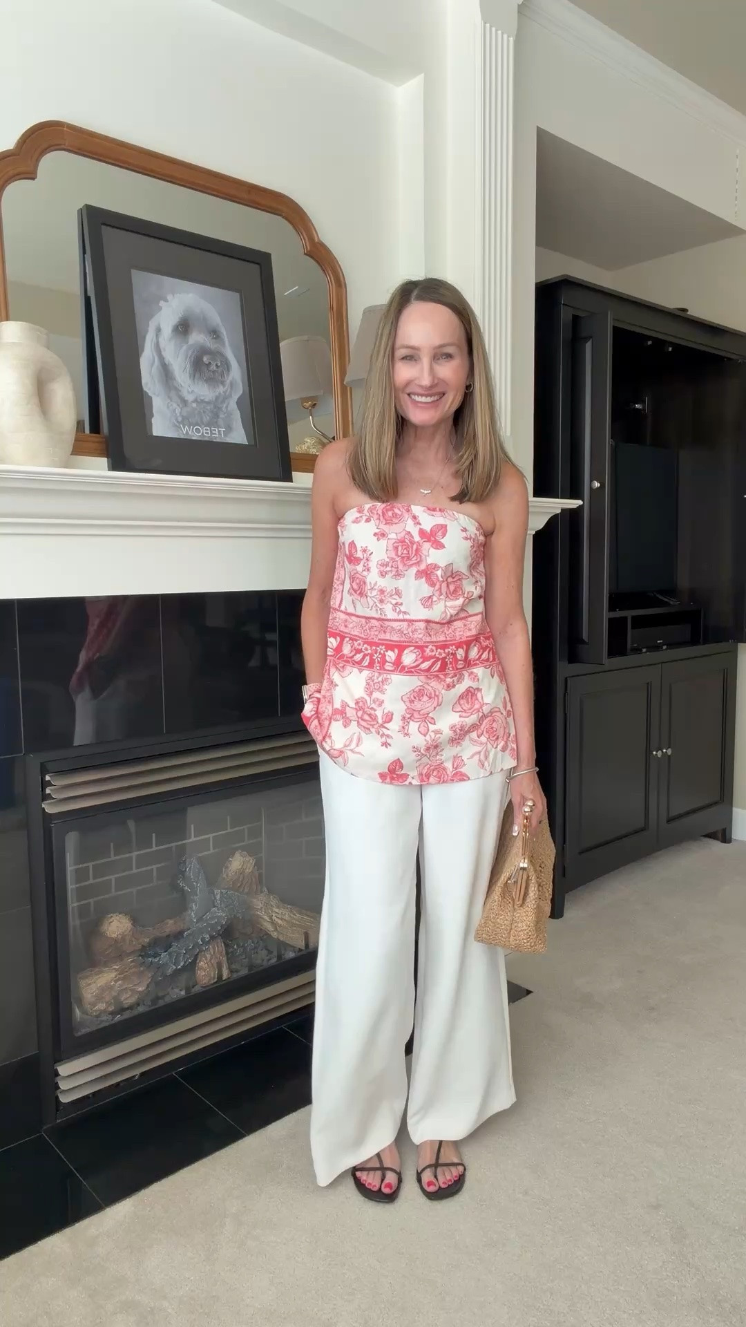 Cute red and white print top with the Lodge pants from Aritzia

#LTKootd