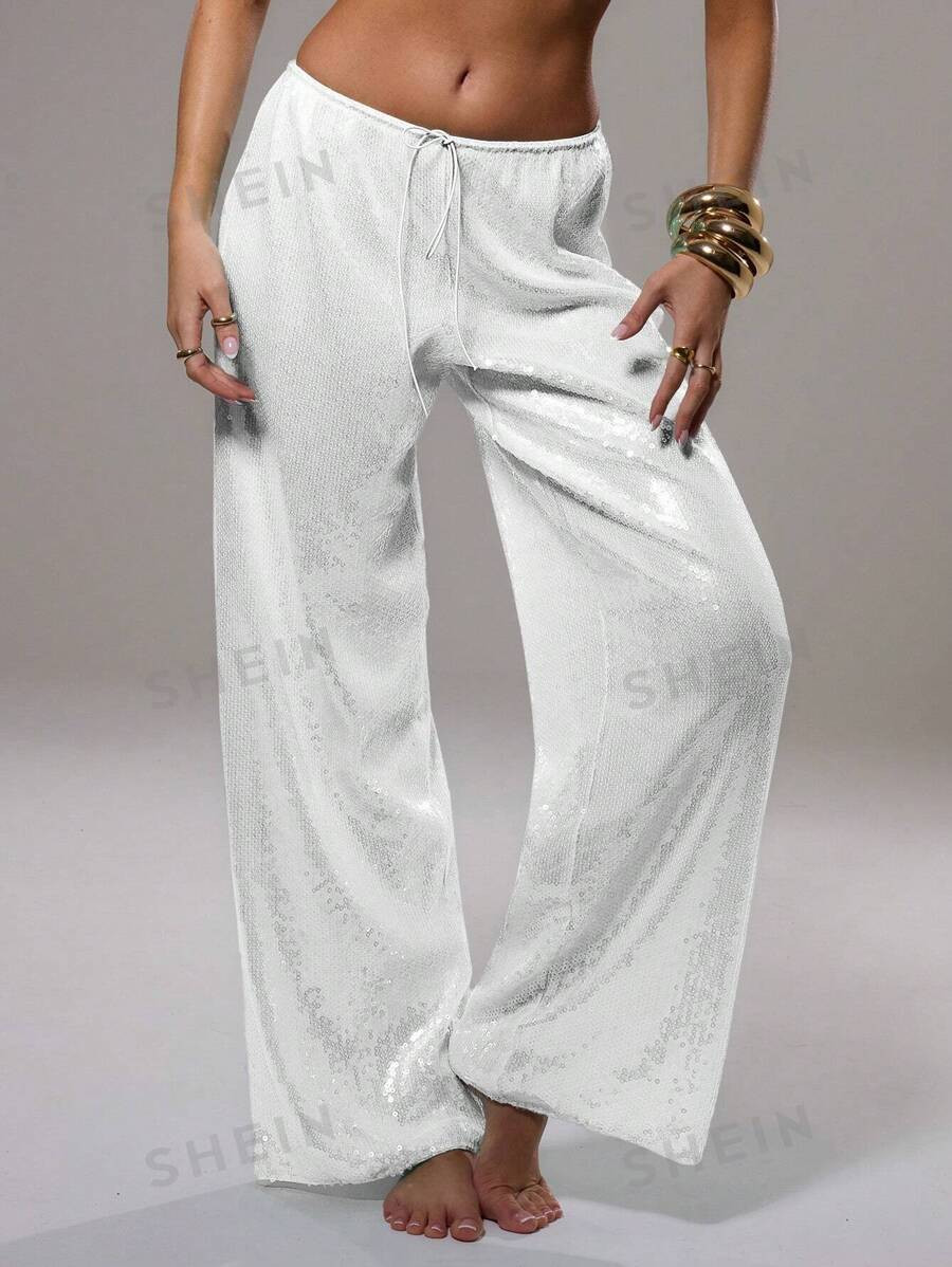 MUSERA Sequin Low Rise Trousers | SHEIN