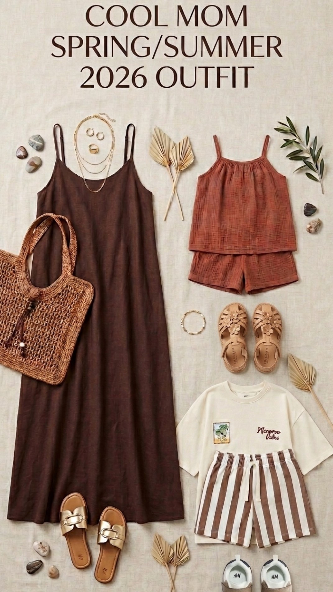 Summer mom and toddlers matching