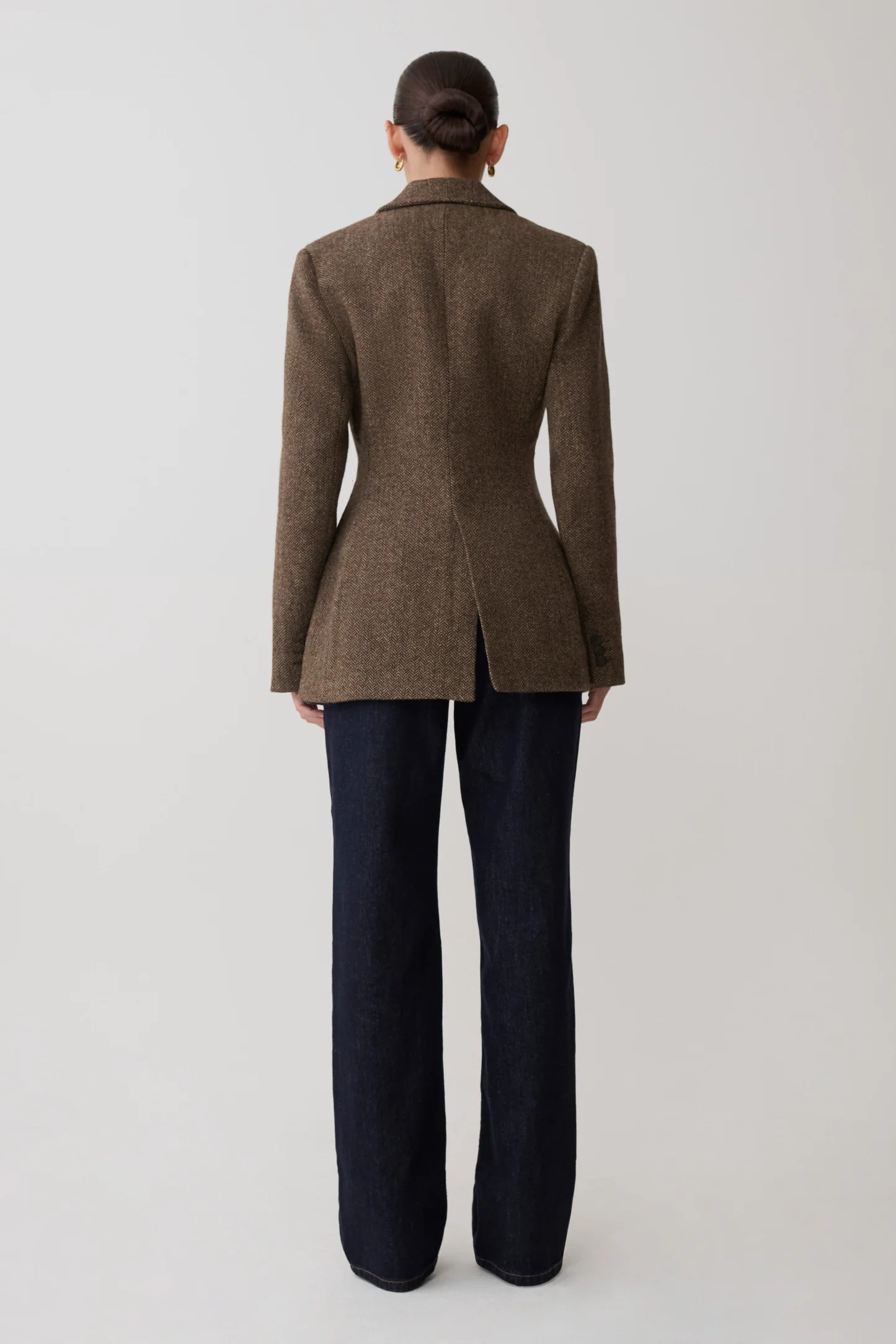 Structured Blazer With Hardware - Herringbone | MESHKI US