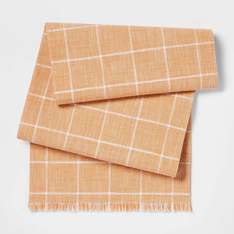 72" x 14" Cotton Windowpane Table Runner - Threshold™ | Target