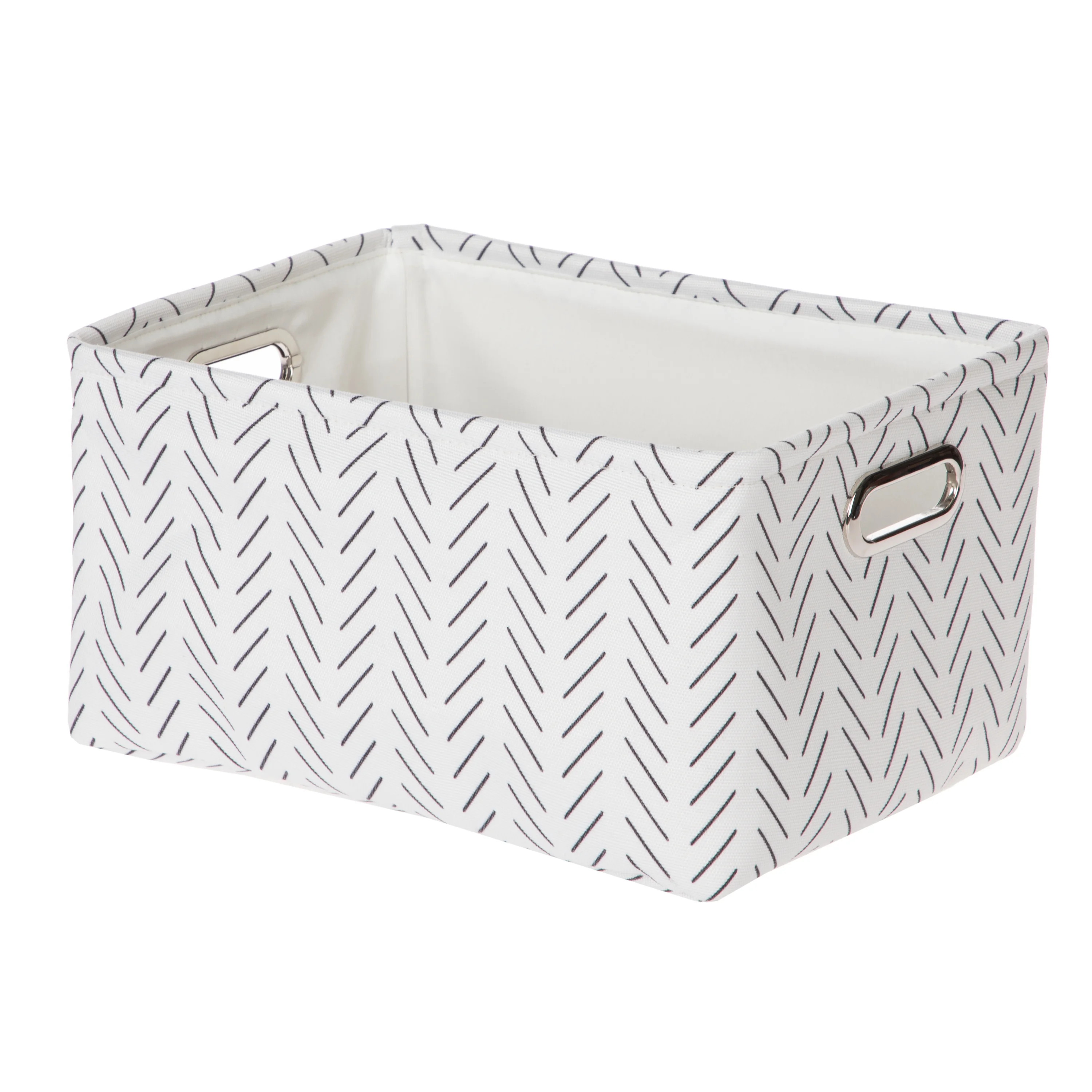 Mainstays Black and White Lines Canvas Fabric Decorative Storage Basket with Handles, 15 in x 8 i... | Walmart (US)