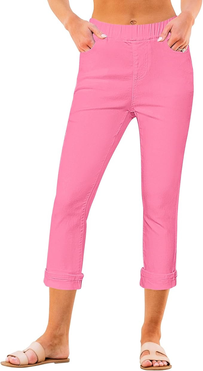GRAPENT Pull On Jeans for Women High Waisted Skinny Capri Pants Trendy Stretch Denim Cropped Jean... | Amazon (US)