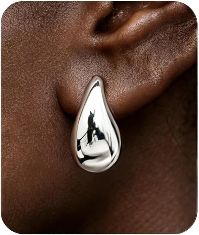 Chunky Gold Teardrop Stud Earrings for Women Trendy Hoop Earrings Jewelry | Amazon (US)