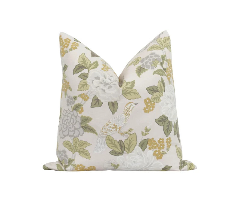 Chinoserie Print Pillow Cover 20x20 Floral Pillow Cover Gold - Etsy | Etsy (US)