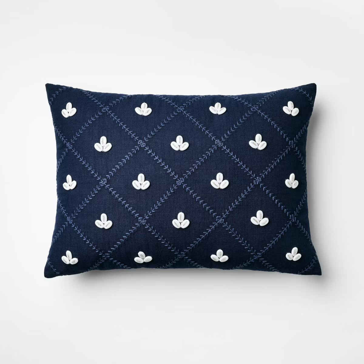 Embellished Shell Navy Lumbar Pillow - Threshold™ | Target