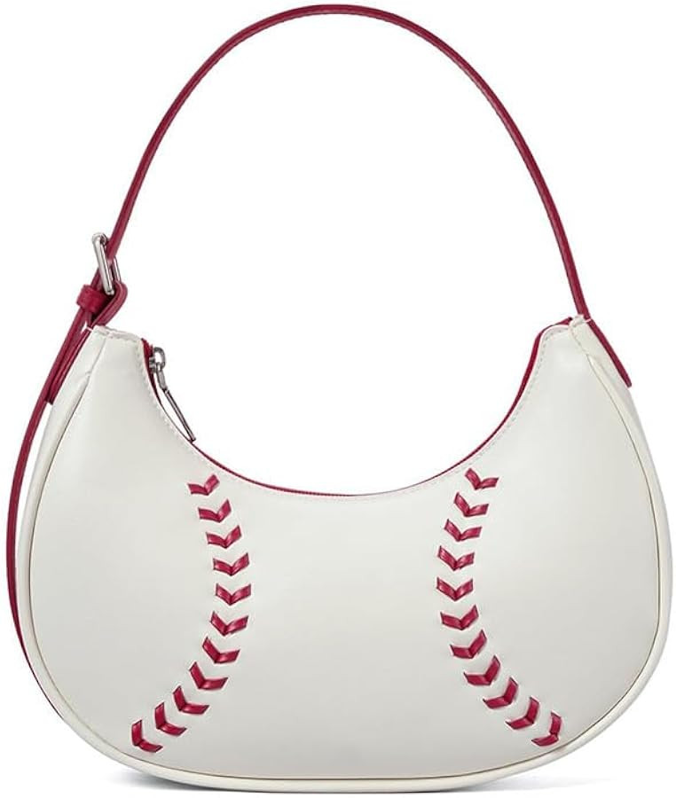 Women's Hobo patchwork embroidered crescent bag single shoulder baseball bag PU leather | Amazon (US)