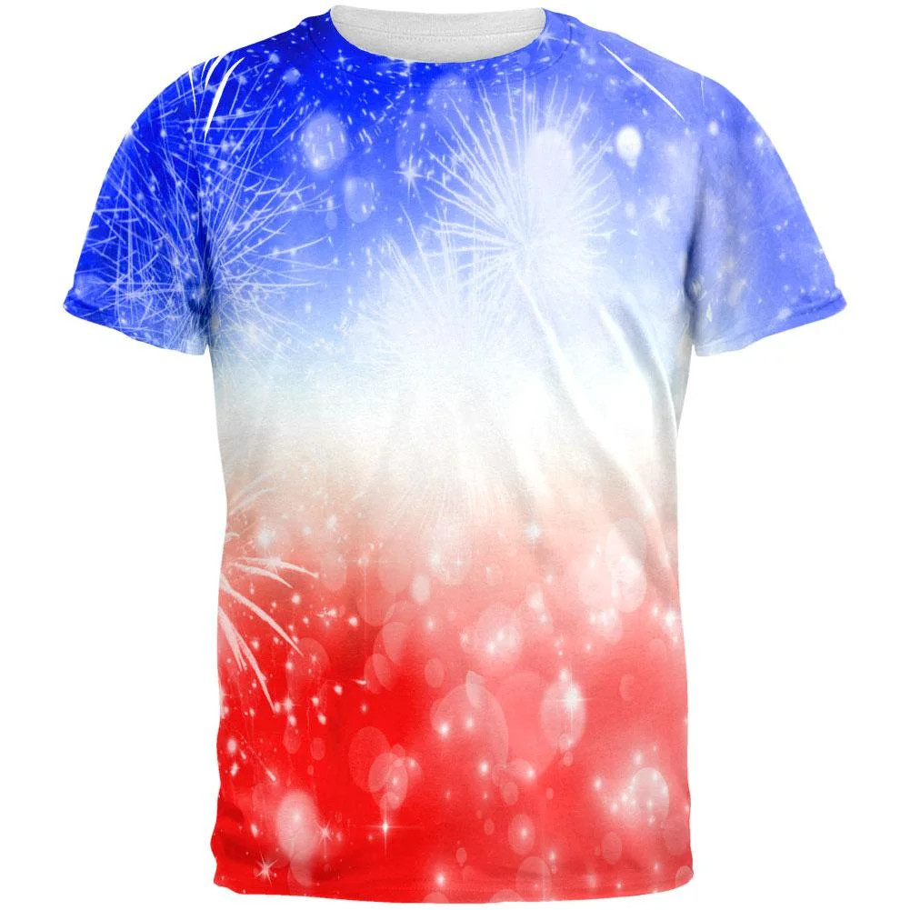 4th of July American Fireworks All Over Adult T-Shirt - Large | Walmart (US)