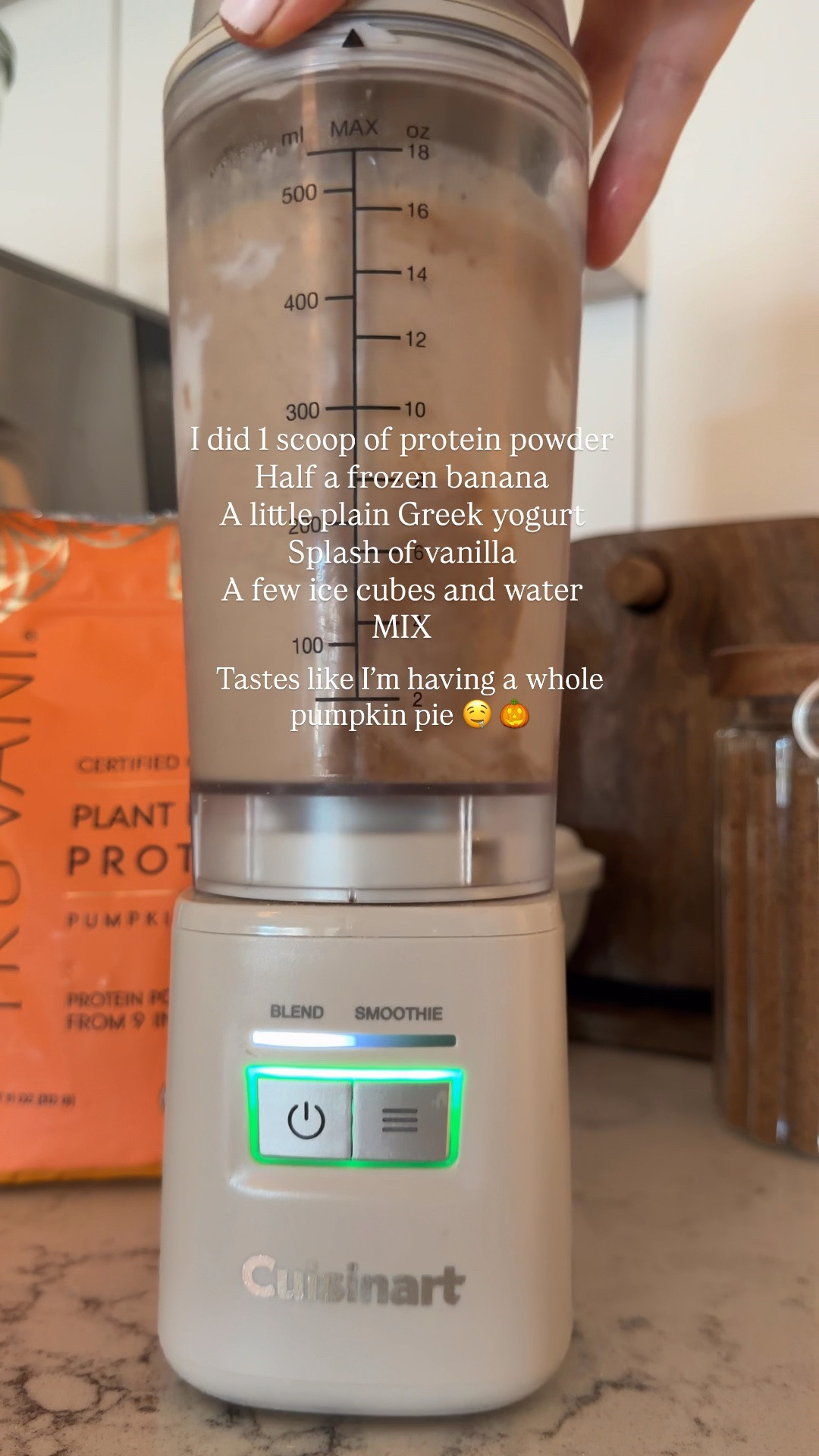 Pumpkin protein shake 🎃🥧🍂 tastes like pumpkin pie in a cup

#LTKOver40 #LTKSeasonal #LTKActive