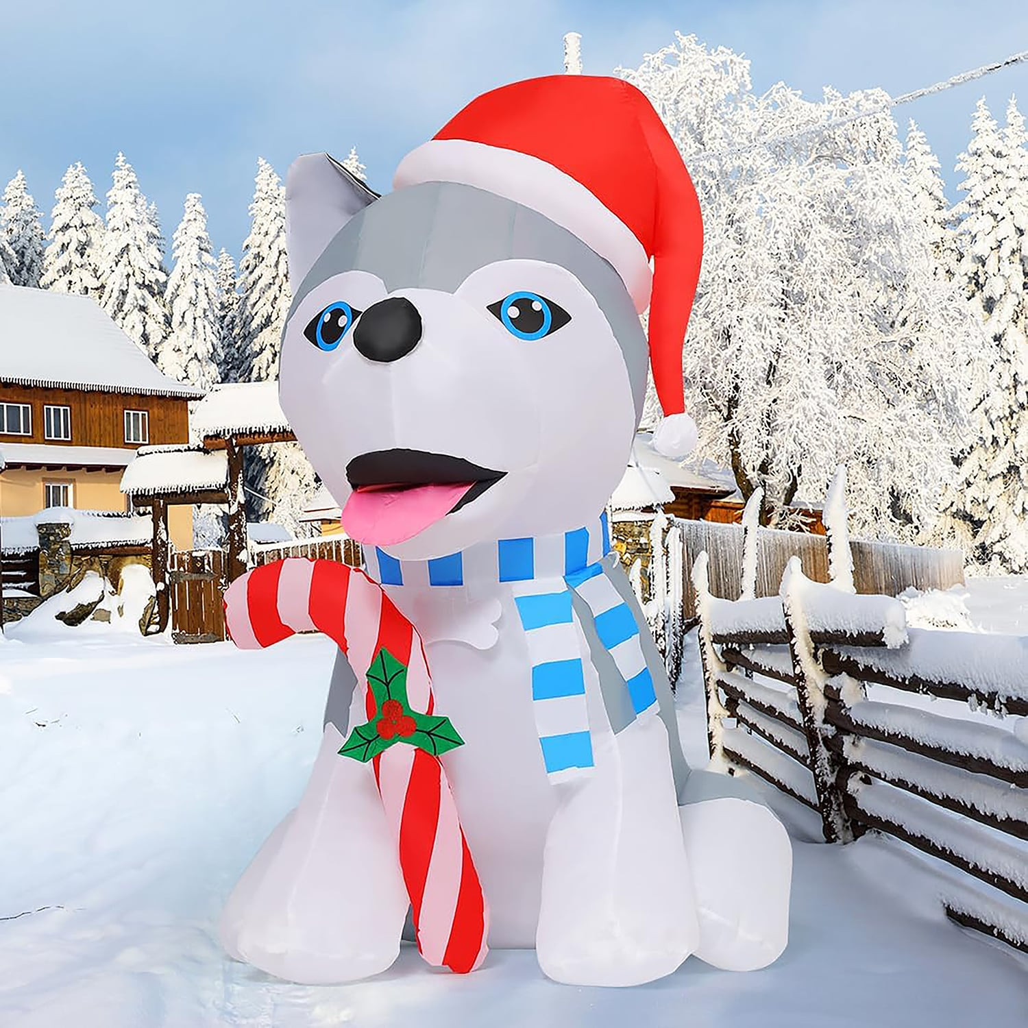 GOOSH 4-ft Lighted Dog Christmas Inflatable | DJ-SD-27350 | Lowe's