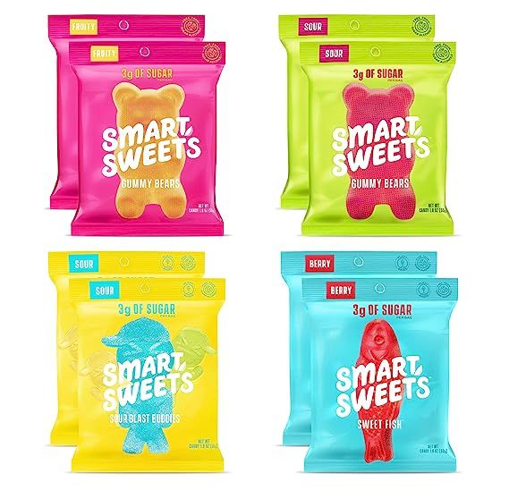 SmartSweets Variety Pack 1.8 oz Bags (Box of 8) Low Sugar Gummy Candy with Stevia - SweetFish (2)... | Amazon (US)