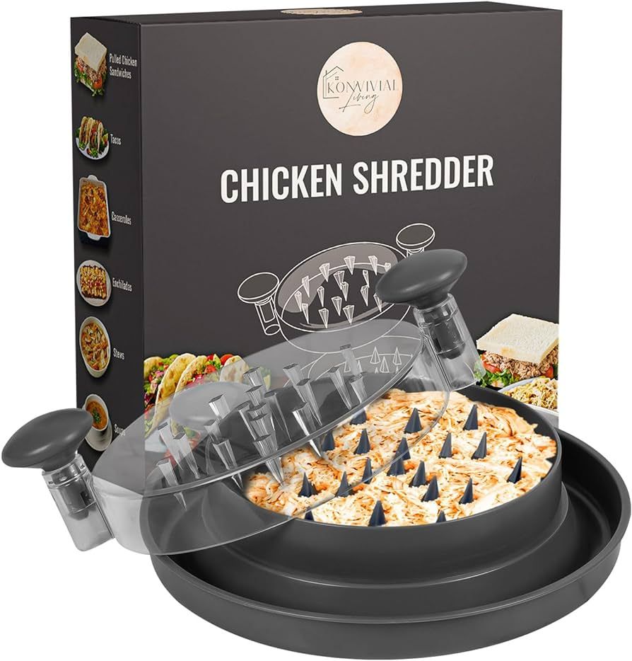 Konvivial Living Pro Chicken Shredder Tool Twist with Clear Lid, 9.5", Meat Shredder, Shredded Ch... | Amazon (US)