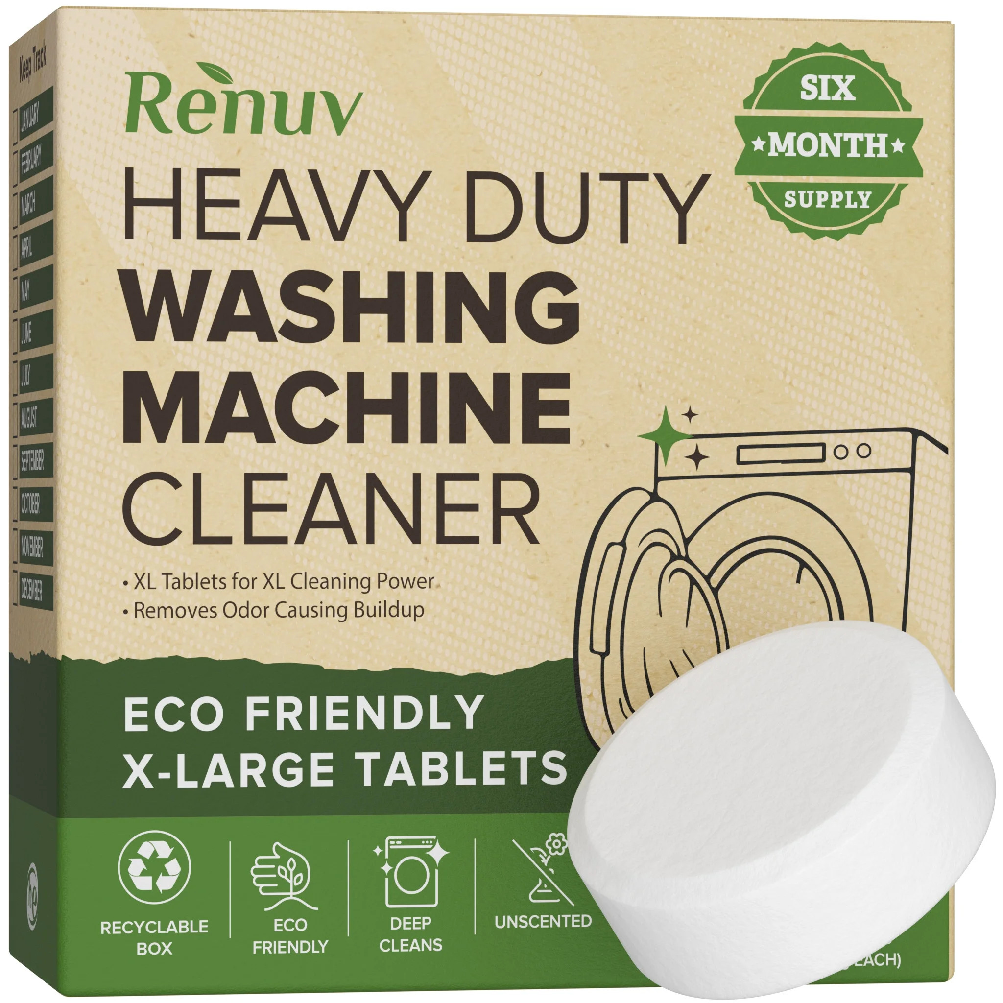 Renuv Washing Machine Cleaner Descaler Tablets - Heavy Duty Deep Cleaning for Front or Top Load | Walmart (US)