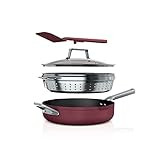 Ninja CW102RD Foodi NeverStick PossiblePan, Premium Set with 4-Quart Capacity Pan, Steamer/Strain... | Amazon (US)