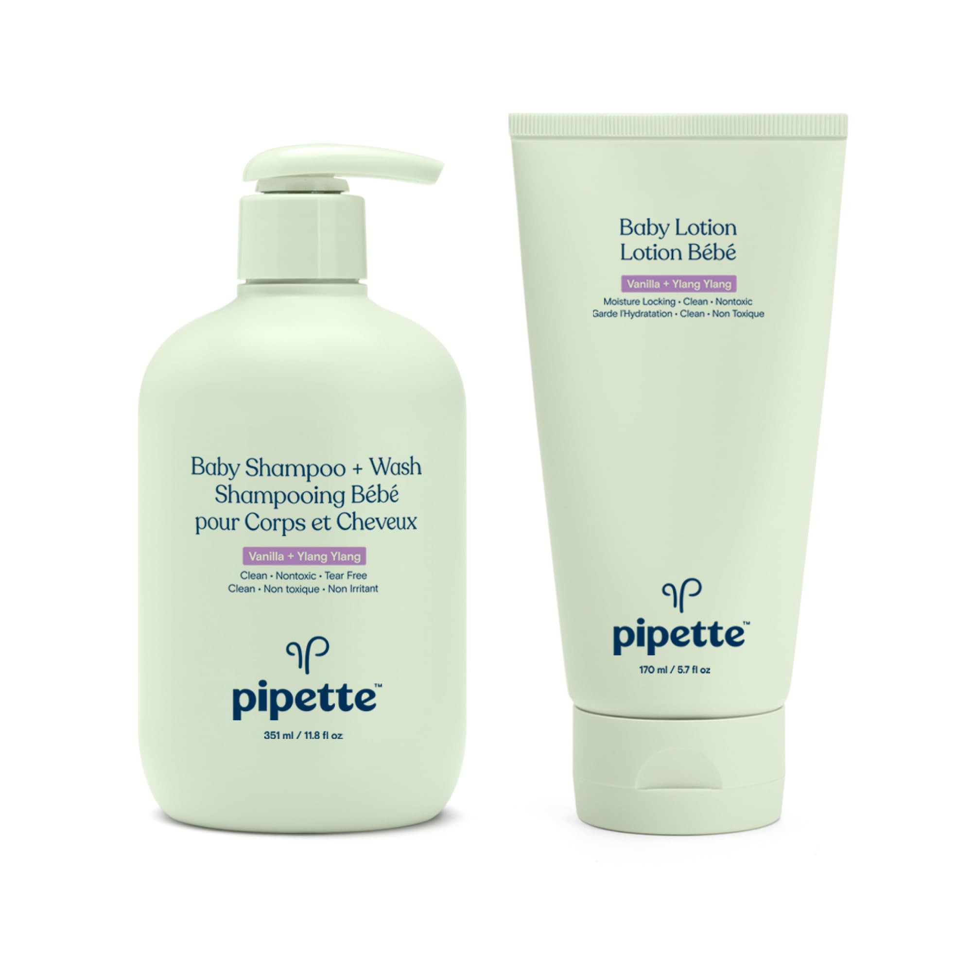 Pipette Vanilla + Ylang Ylang Baby Shampoo + Wash and Baby Lotion Duo, Clean, Tear-Free Bath Time... | Amazon (US)
