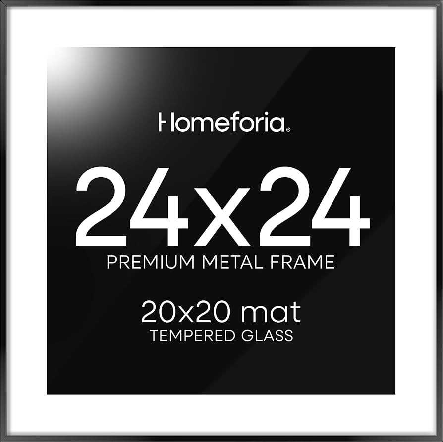 Homeforia 24x24 Picture Frame Black, High End Metal 24 x 24 Large Square Poster Frame Matted to 2... | Amazon (US)