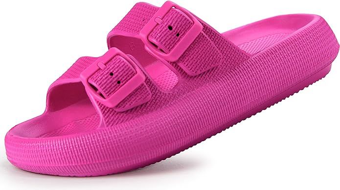 Weweya Sandals for Women and Men - Pillow Slippers - Double Buckle Adjustable Slides - EVA Flat S... | Amazon (US)