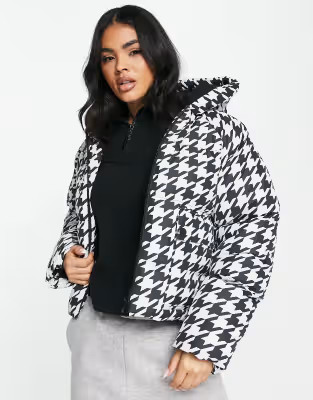 Threadbare Ski puffer jacket in houndstooth | ASOS (Global)