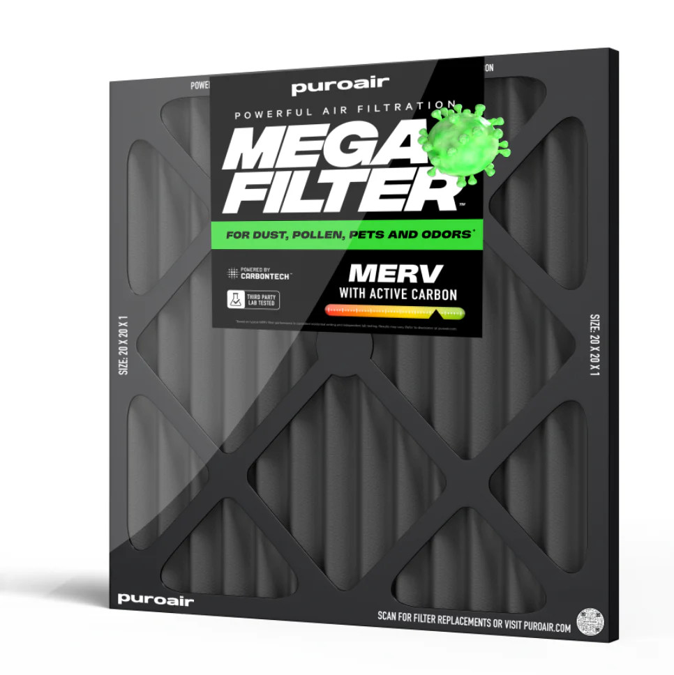 PuroAir HVAC Mega Filter MERV 13 Pleated + Activated Carbon Air Filter | PuroAir