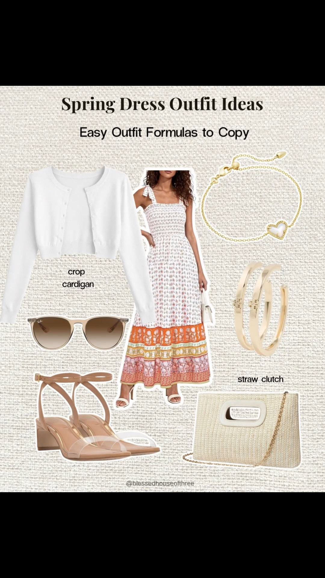 Spring dress outfit ideas you can easily recreate this season featuring two effortless looks with a maxi dress and a neutral mini dress styled with a denim jacket and cropped cardigan for layering, plus woven flats, strappy heels, and straw bags for a complete everyday spring outfit formula that works for brunch, errands, vacations, and casual days—these are the easy spring outfits everyone is wearing right now. Spring dress, resort outfit. Save for later & follow me on LTK for daily outfit ideas, Amazon finds, and home decor inspiration.

#LTKSeasonal #LTKmomlife #LTKSaleAlert