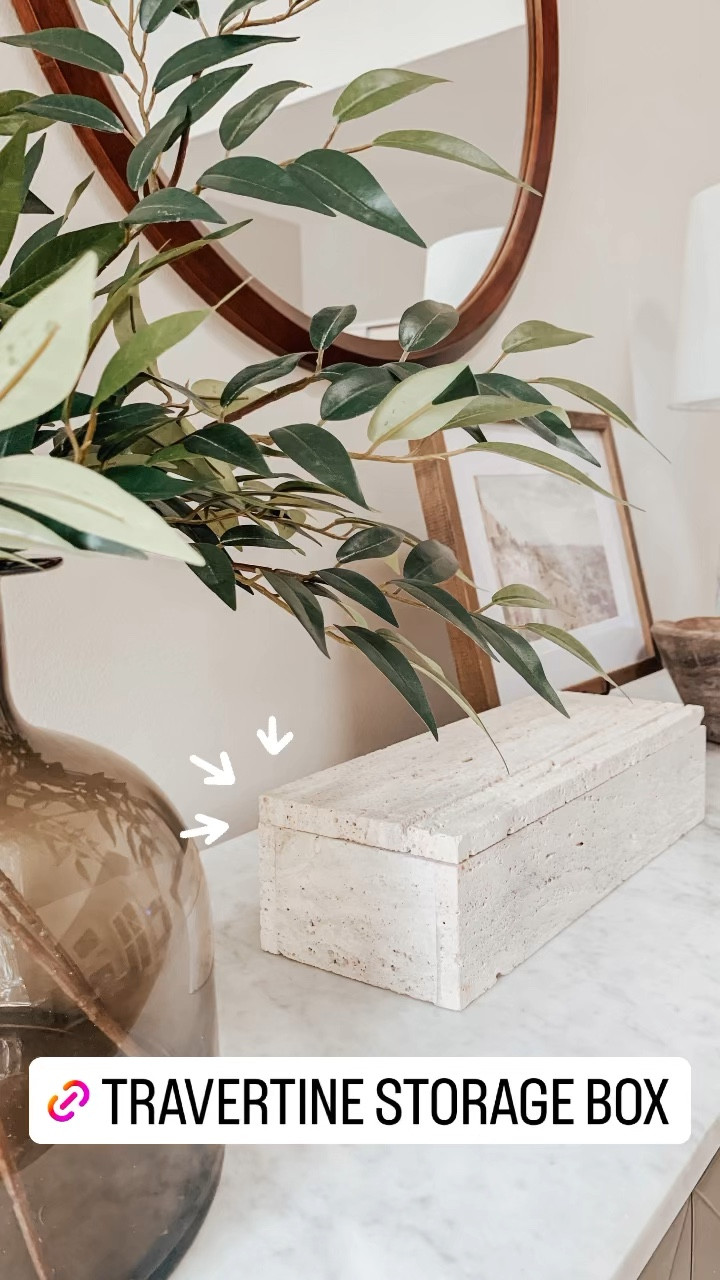There are only 3 left in-stock of this Travertine Storage Box featured in my Entryway Makeover! This is the perfect aesthetic storage for chapsticks, toothpicks, hair ties, anything you may need handy in your entryway when you’re looking in the mirror before walking out the door. I even keep a travel sized hair gel in mine for my husband! This is one of my favorite pieces of home decor, and a best seller on my LTK, so if you’ve had your eye on it, now is the time to get it before it’s gone! #homedecor #aesthetic #entryway #decoratingideas #decoratingtips

#LTKhome #LTKunder50 #LTKstyletip