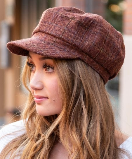 Aili's Corner Rust Plaid Newsboy Cap | Zulily