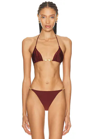 Shani Shemer Marlin Bikini Top in Burgundy | FWRD 
