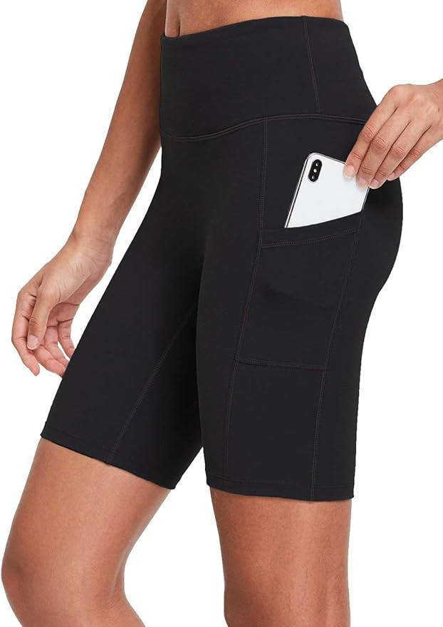 BALEAF Women's 8" /5" /2" High Waist Workout Biker Yoga Running Compression Exercise Shorts Side ... | Amazon (US)