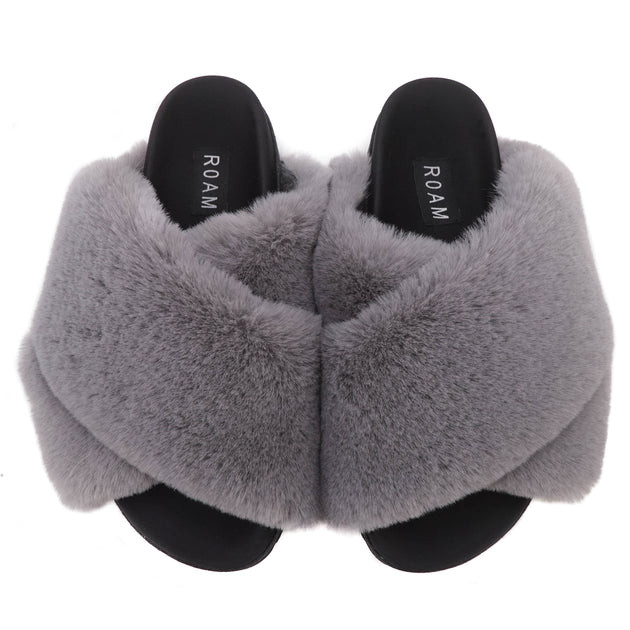 ROAM Cloud Slippers Lavender Grey Faux Fur | ROAM