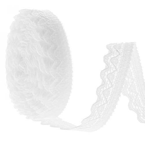 10 Yards White Lace Trim, 1cm Lace Ribbon Crochet Sewing Lace Ribbons for Crafts, Wide Stretchy Lace Trim Elastic Floral Lace for Bridal Wedding Decoration, DIY Sewing Craft, Christmas Package | Amazon (US)