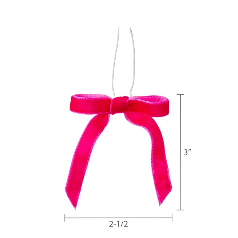 Multicolor Mini Velvet Bow Christmas Ornaments, 8 Count, by Holiday Time | Walmart (US)