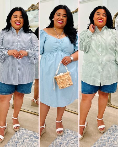 Plus size outfit, summer outfit, Walmart outfit, Walmart clothes, classic style, free assembly, white bodysuit, Chambray dress,
Eloquii elements, plus size dress, summer dress, summer sandals, Pearl wicker bag, wicker bag, wide width heels, wide width wedges, casual style, chambray, Pearl earrings, Walmart dress, Walmart find

#LTKunder50 #LTKstyletip #LTKcurves