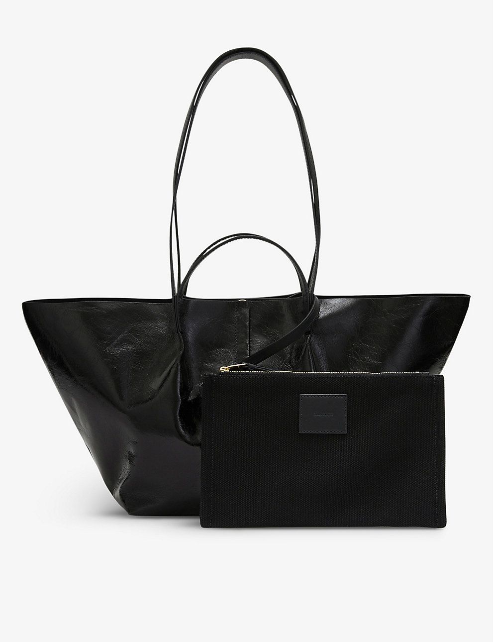 Odette wide crinkled patent leather tote bag | Selfridges