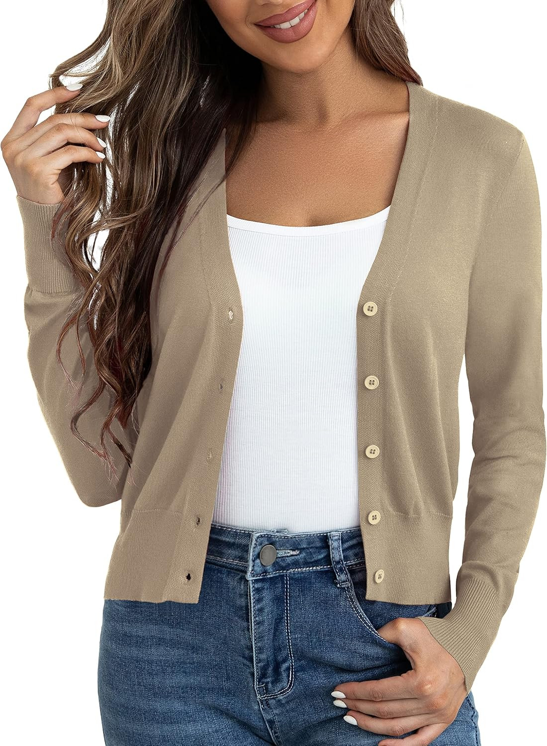 Ahlaray Women's Cropped Cardigan Sweater Lightweight | Amazon (US)