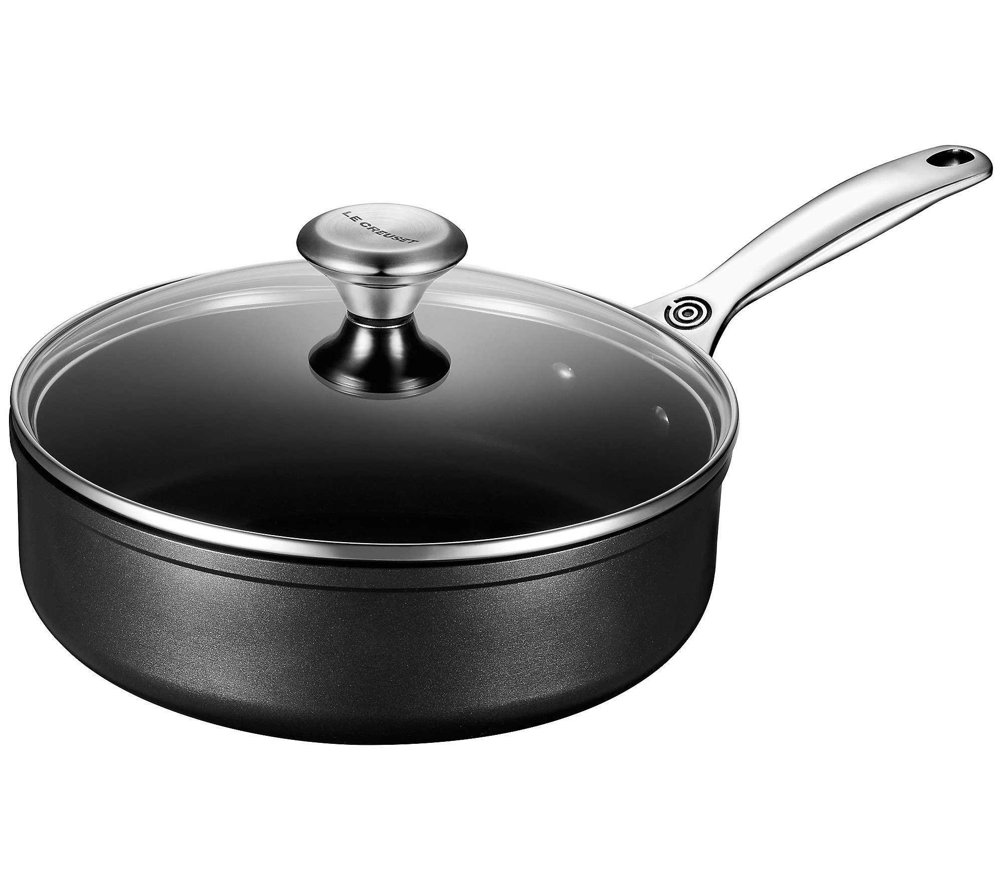Le Creuset Nonstick PRO 3-1/2 qt. Saute Pan & G lass Lid | QVC