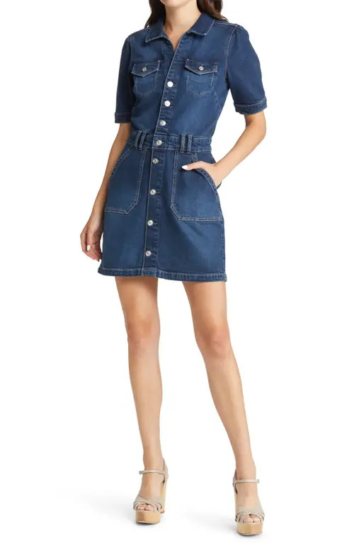 PAIGE Mayslie Button-Up Stretch Denim Dress in Gracie Lou at Nordstrom, Size 6 | Nordstrom
