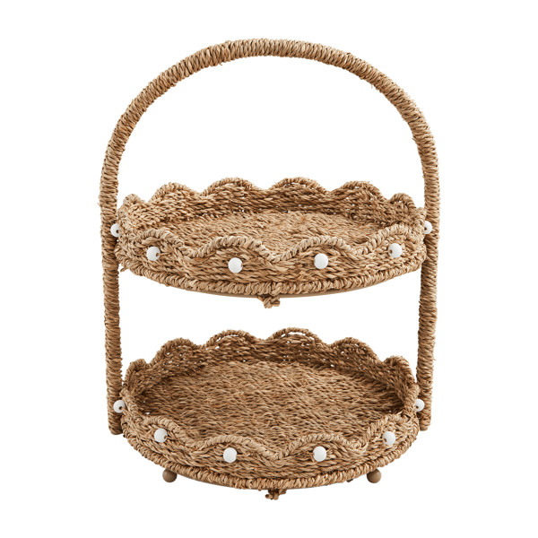 Scalloped Woven Tiered Server | Mud Pie