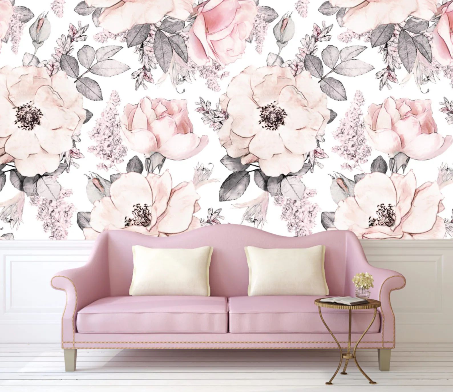 Snowy Rose Wallpaper. Wallpaper for Baby Room. Kids Room | Etsy | Etsy (US)