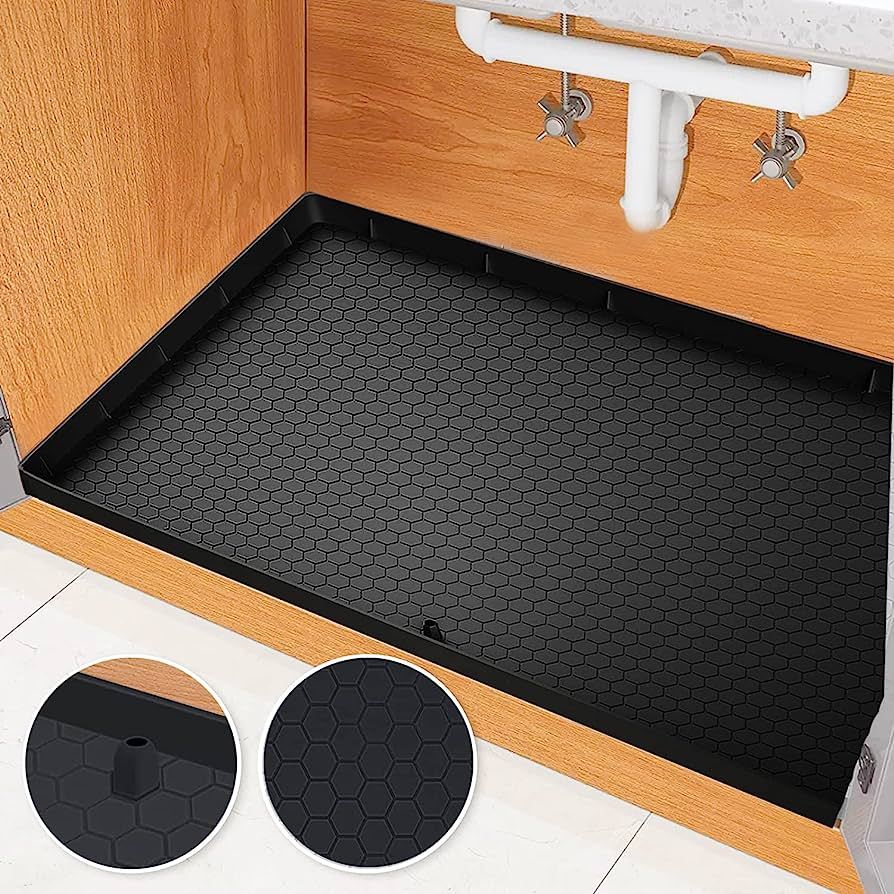 Under Sink Mat for Kitchen Waterproof, 34" x 22" Silicone Under Sink Liner Mat with Drain Hole, K... | Amazon (US)