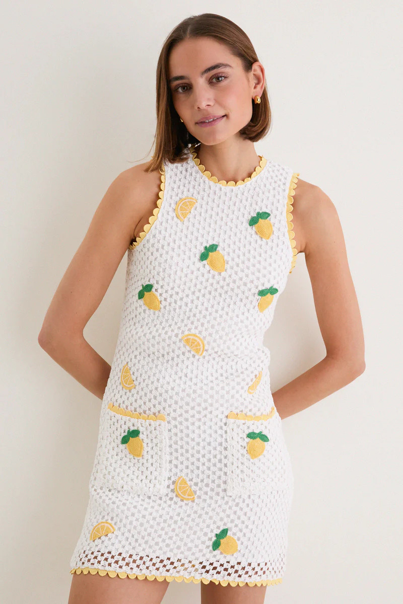 Bright White Lemon Crochet Wynn Mini Dress | Tuckernuck (US)