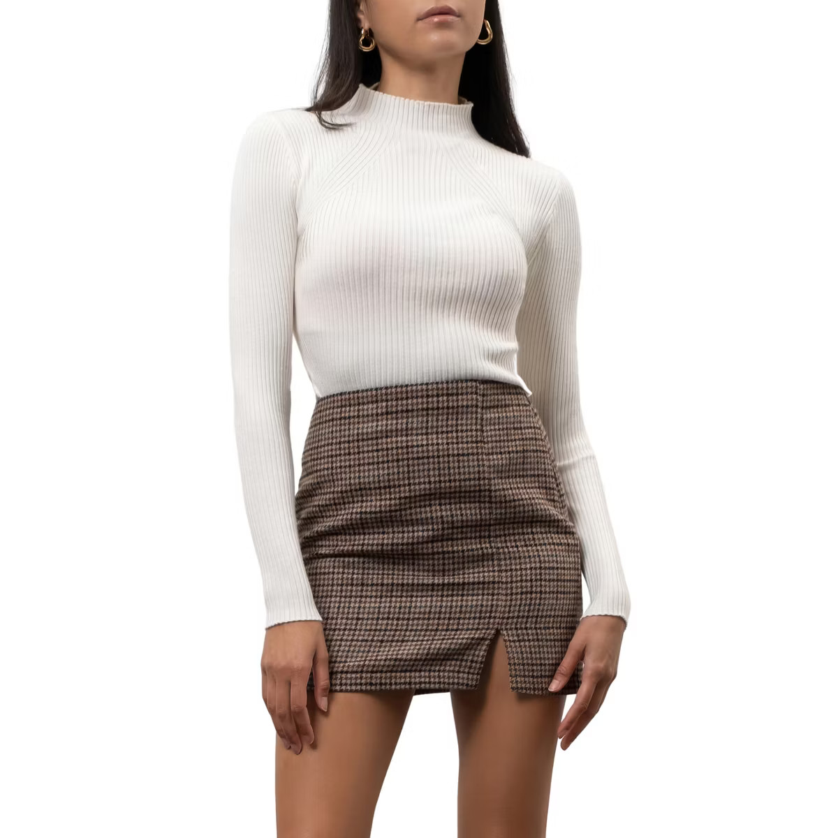 August Sky Women's Mock Neck Ribbed Long Sleeve Knit Top | Target