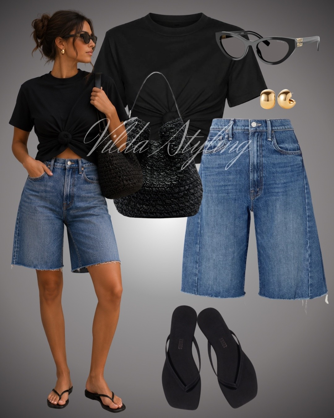 Easy summer style 🖤 A classic black tee, denim Bermuda shorts, and simple accessories = the perfect everyday look. #LTKStyle #SummerOutfit

#LTKsummer #LTKjeans #LTKstyletip