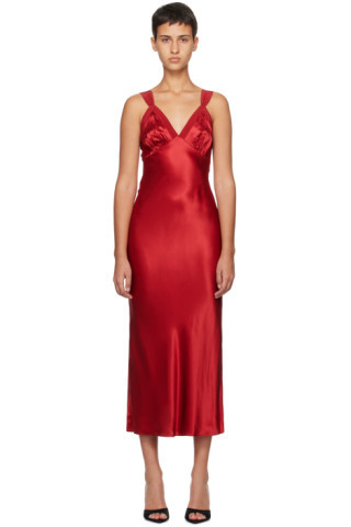 Red Neola Midi Dress | SSENSE