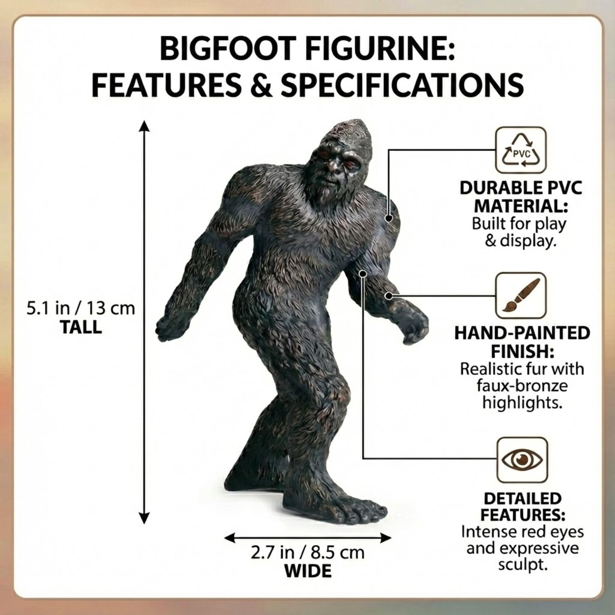 Liberty Imports Bigfoot Figurine, 5" Legendary Monster Sasquatch Plastic Model Decoration Toy Cre... | Amazon (US)