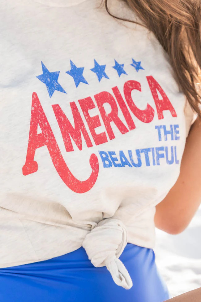 America the Beautiful Oatmeal Graphic Tee | Pink Lily