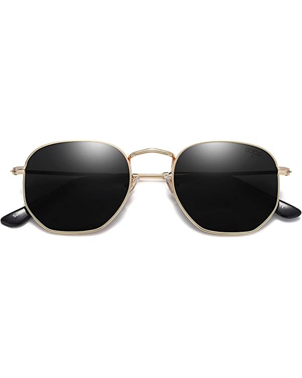 SOJOS Polarized Sunglasses for Women and Men Small Hexagonal Mirrored Lens SJ1072 | Amazon (US)
